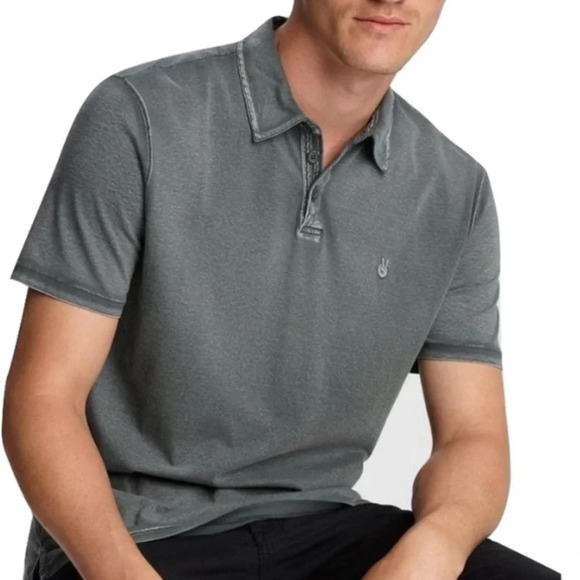 John Varvatos Tops - John Varvatos peace polo Shirt washed gray 29124